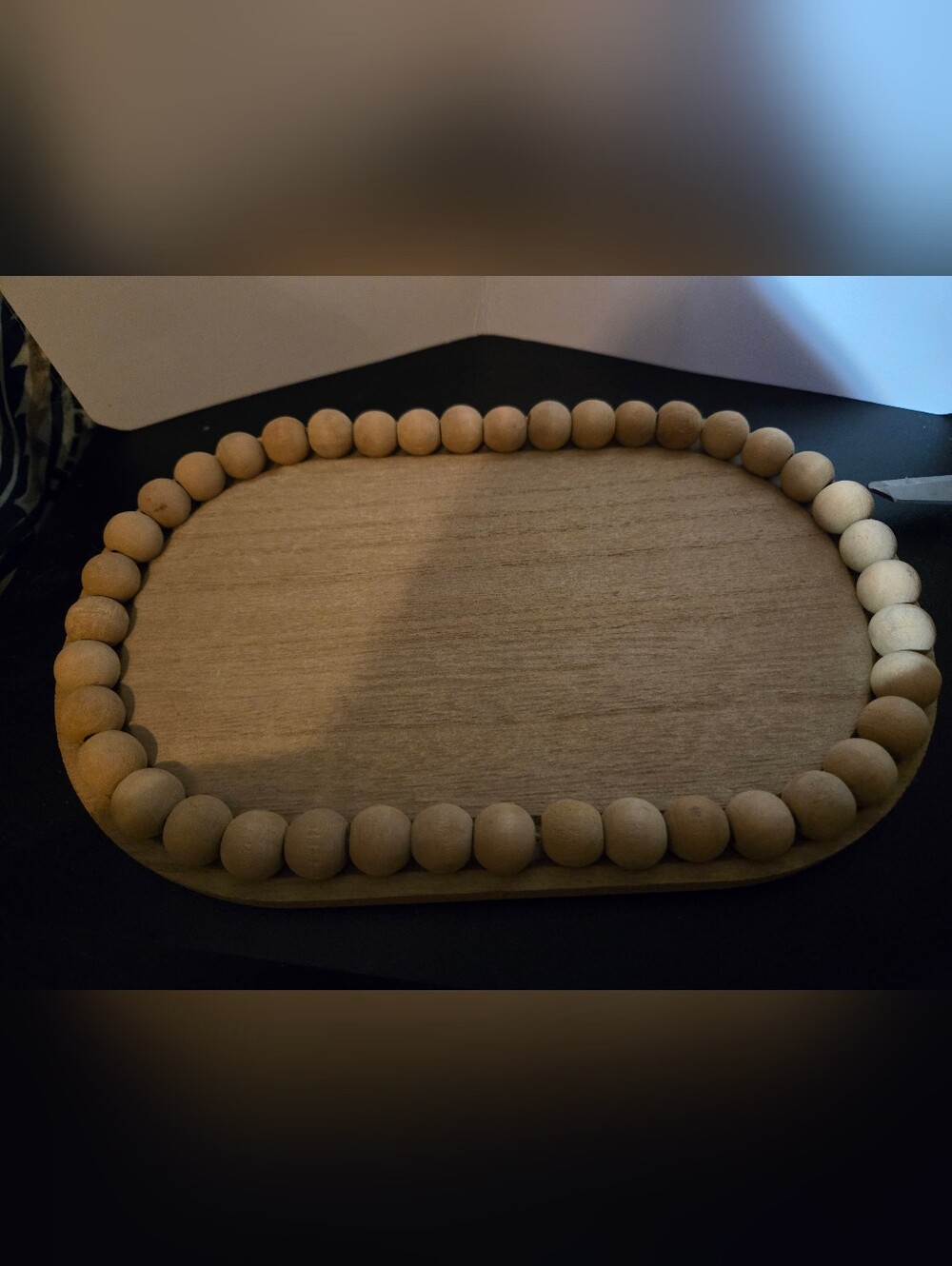 Wooden Bamboo Beaed Tray - Natural Wood, 8.5 In